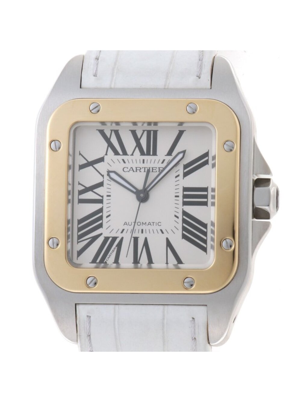 Cartier Santos LM 100 Anniversary Model Watch Yellow Gold Silver Automatic